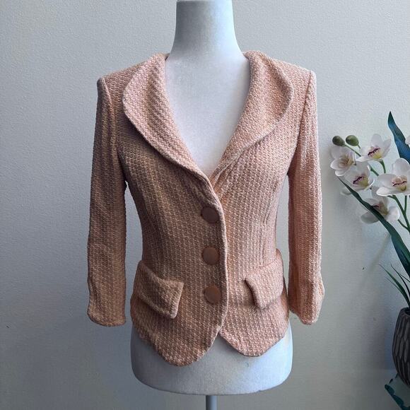 St. John Knits Hemp Fitted Blazer Jacket Mandarin Orange Size 6 MSRP $1295 - Picture 1 of 9